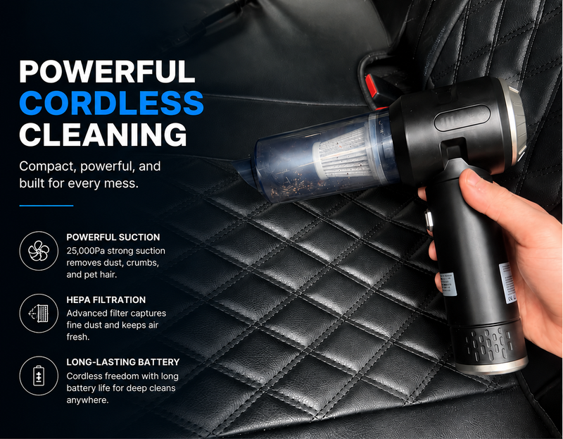 Vacuride Minivac — Cordless Car Vacuum, 25,000PA